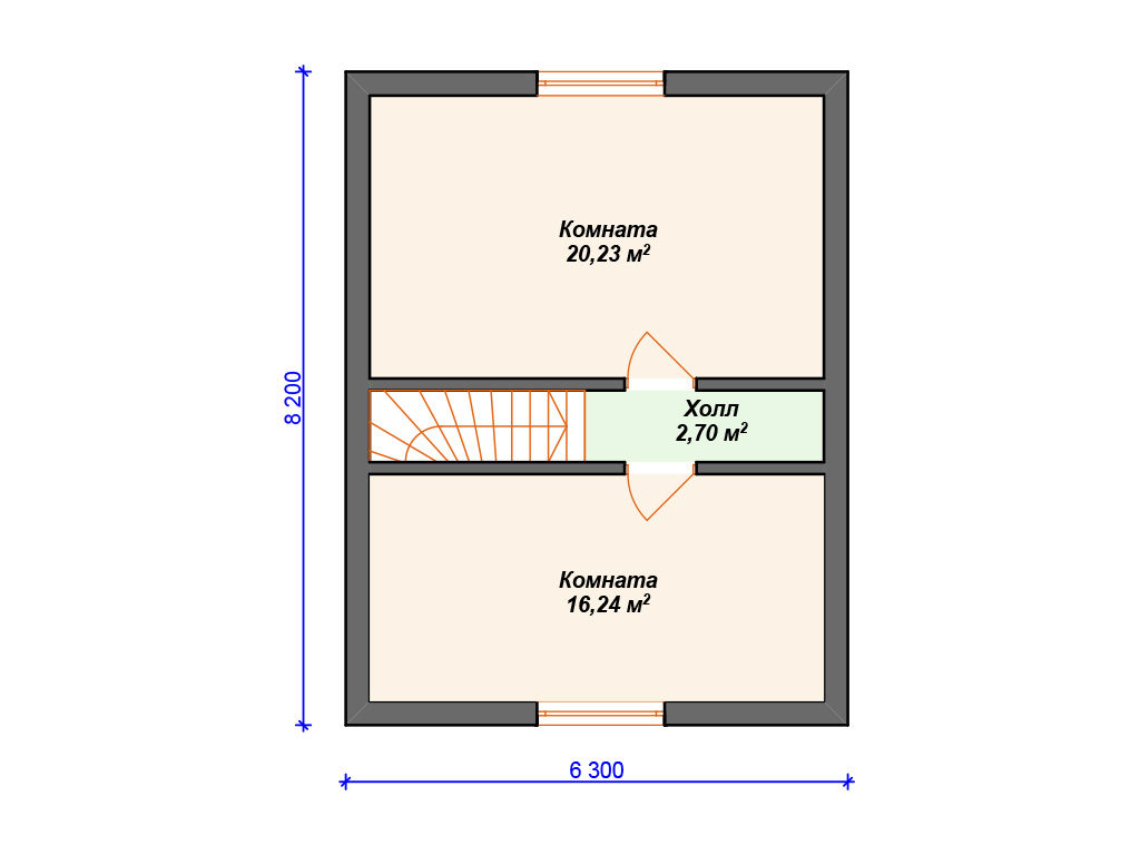 Проект одноэтажного дома,      площадь 200.0м²,   размер                  16.2 x 6 .3м2