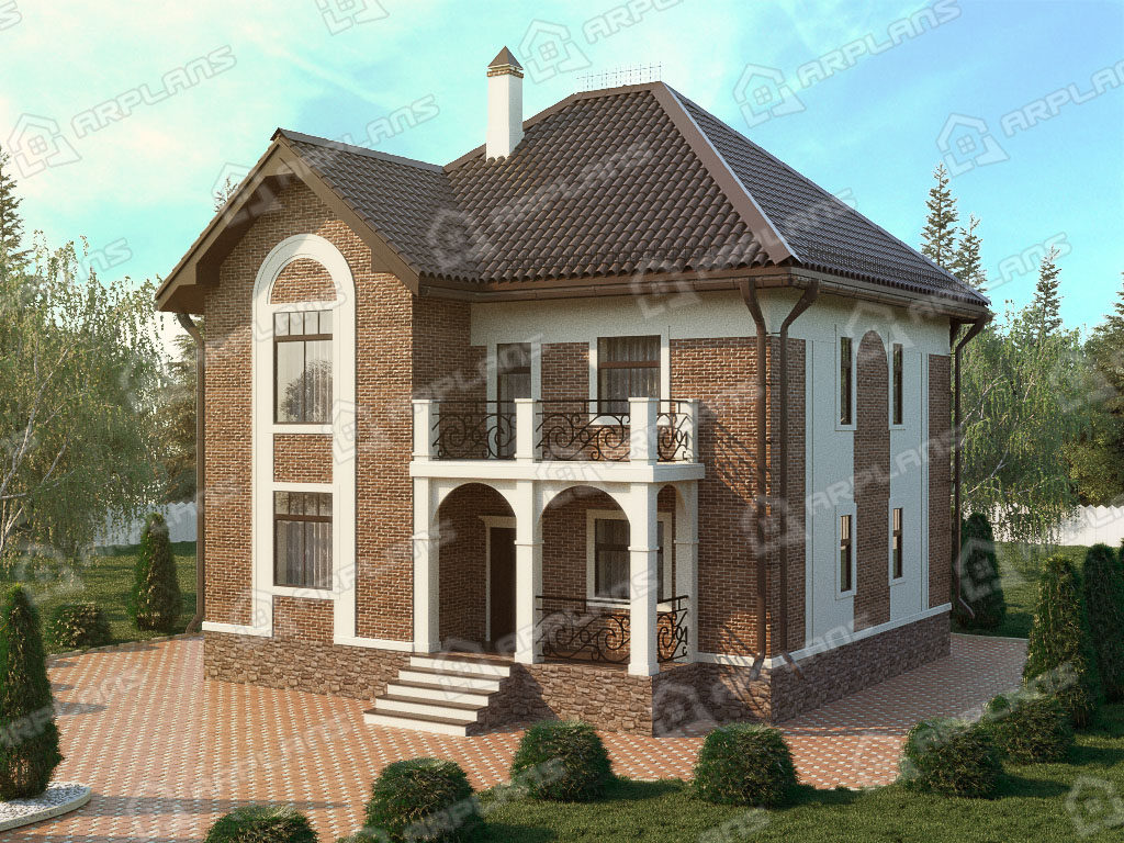 Проект двухэтажного дома,      площадь   190м2,   размер                  10.5  x 12.4 м