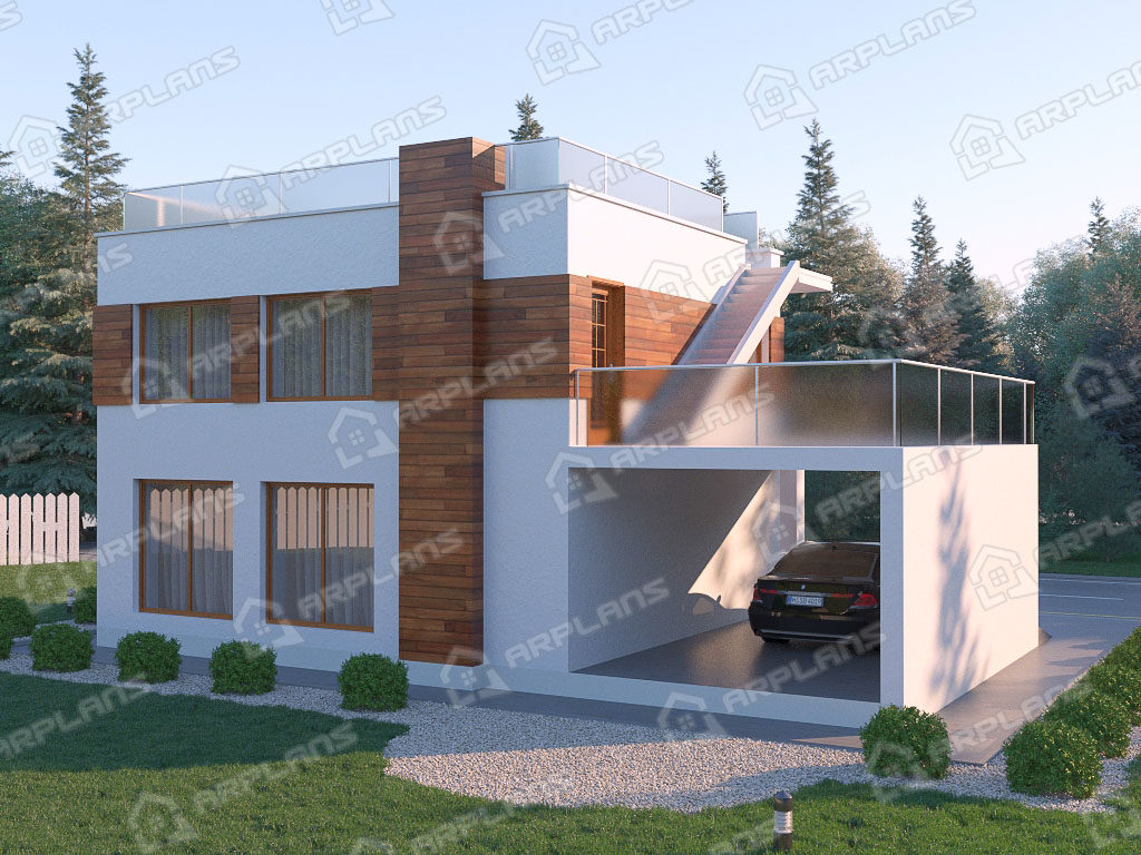 Проект двухэтажного дома,      площадь   156м2,   размер                  7.0  x 12.3 м