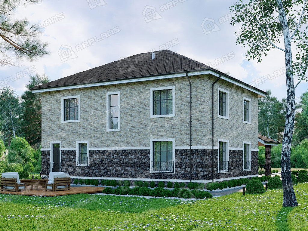 Проект двухэтажного дома,      площадь   267м2,   размер                  14.3  x 13.9 м