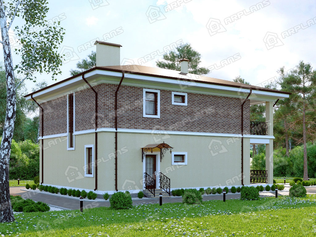 Проект двухэтажного дома,      площадь   243м2,   размер                  10.6  x 13 .9 м